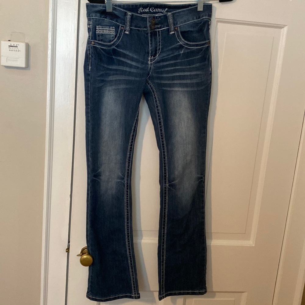 Red camel jeans